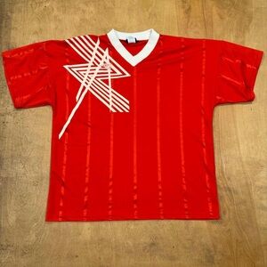 Red Graphic T-Shirt with White Star Design